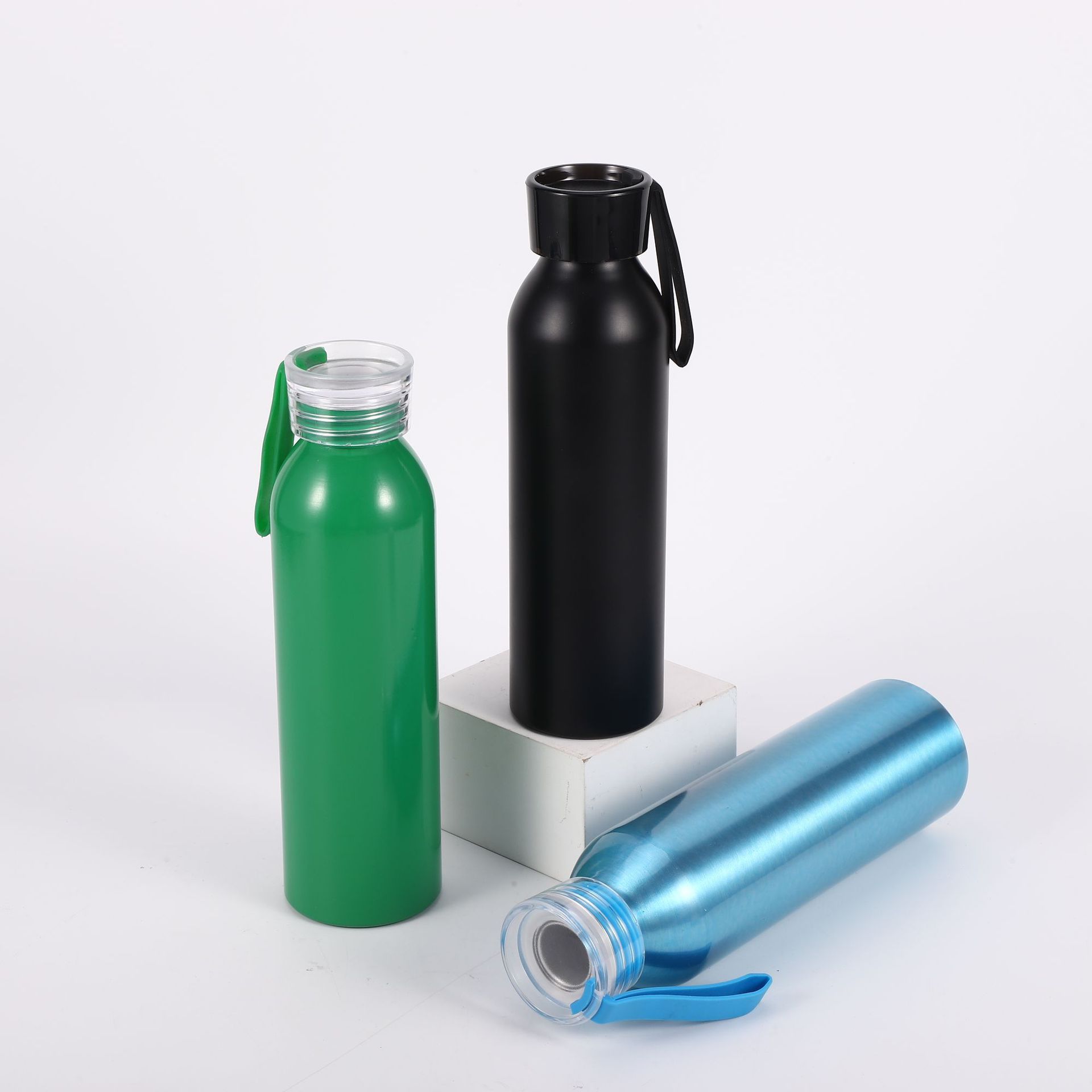 Wholesale Aluminum Outdoor Small Narrow Mouth Sport Water Bottle Screw Cap With Strip Light Weight