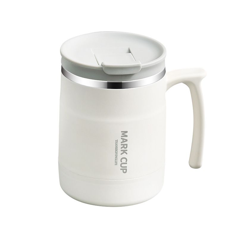 Stainless Steel (18/8Pro) newest office coffee mug with straw and foldable spoon Wide