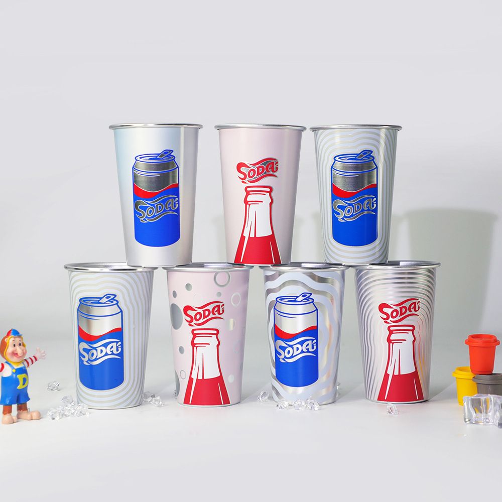 Tasse à bière en aluminium à couleur changeante de qualité alimentaire, personnalisée, 250ml ~ 500ml, acier