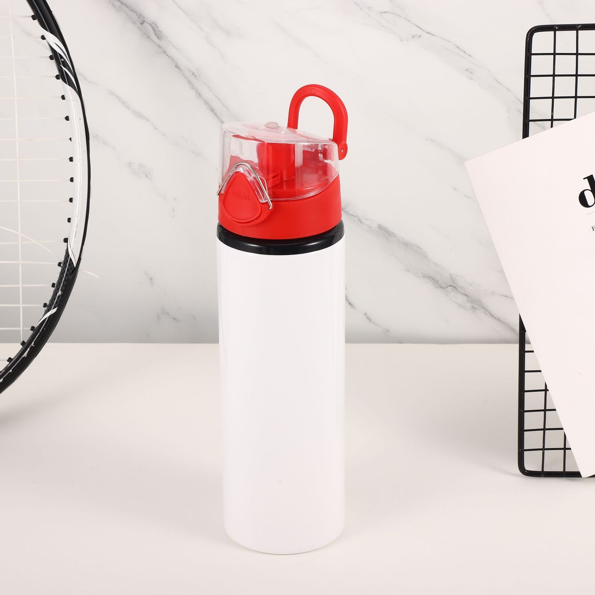 Aluminium breites Mund -Sport -Wasserflasche für Reisen im Freien & Trip 500 ml ~ 1000 ml Weiß