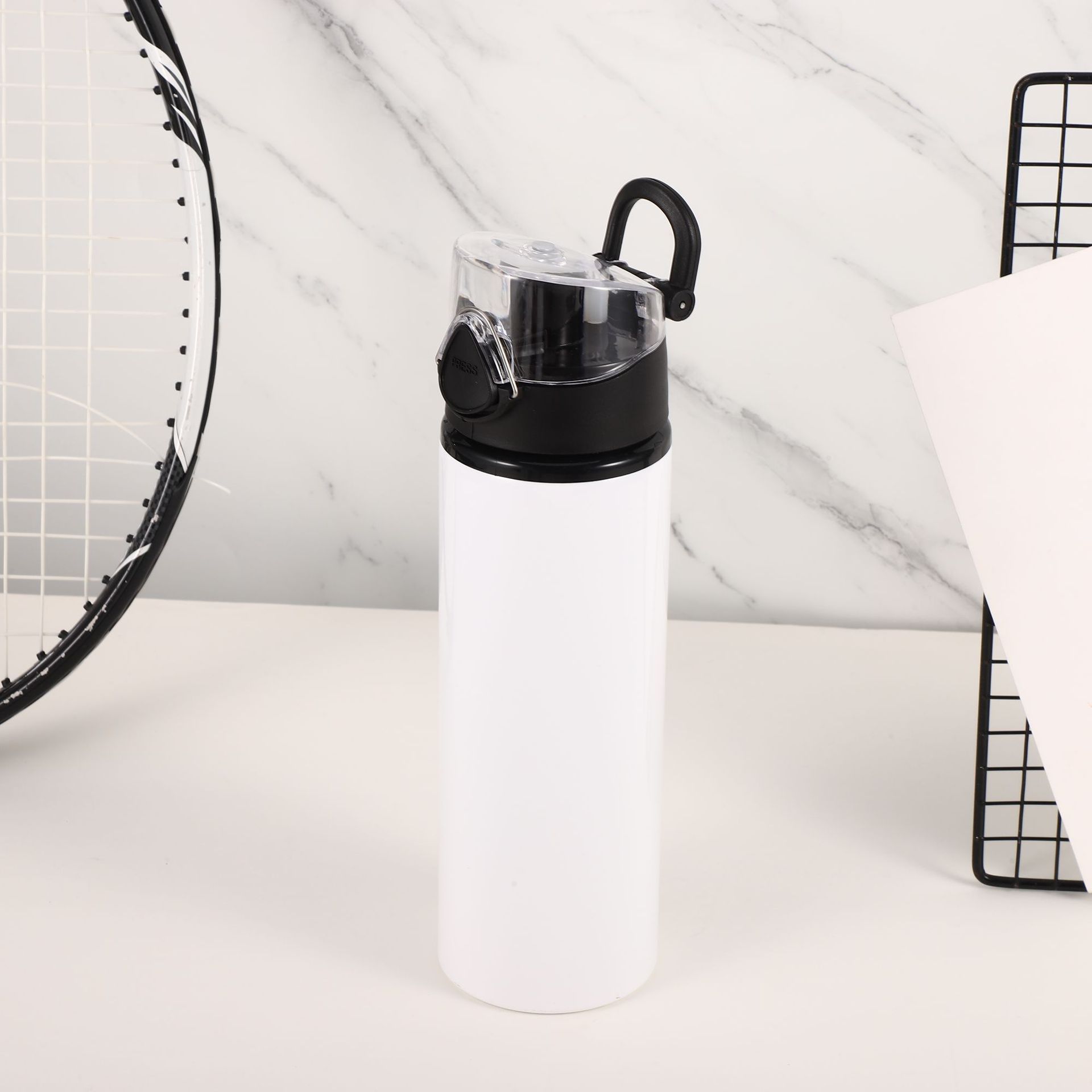 Aluminium breites Mund -Sport -Wasserflasche für Reisen im Freien & Trip 500 ml ~ 1000 ml Weiß