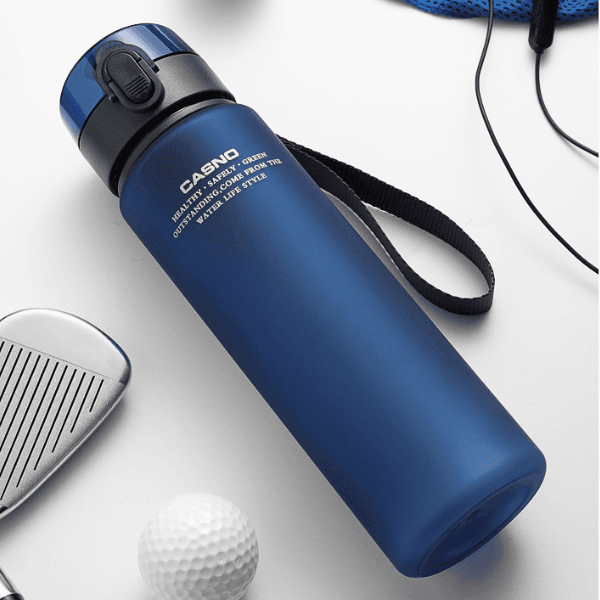 Bouteille d'eau en plastique écologique, portable, à bouche étroite, avec couvercle pop-up, 500ml ~ 1000ml, noir, vente en gros