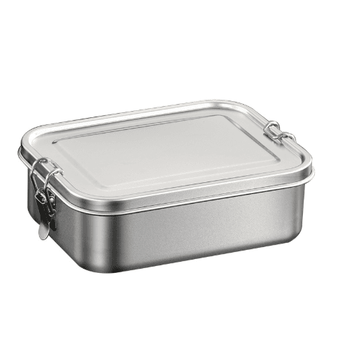 Klassische Lunch-/Bento-Box aus Edelstahl 304, auslaufsicher mit herausnehmbarer Trennwand, 500 ml ~ 1000 ml. Stahl