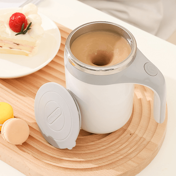 Tasse à café sus 304 entièrement automatique, rechargeable et fonctionnant sur piles, 250ml ~ 500ml, blanc
