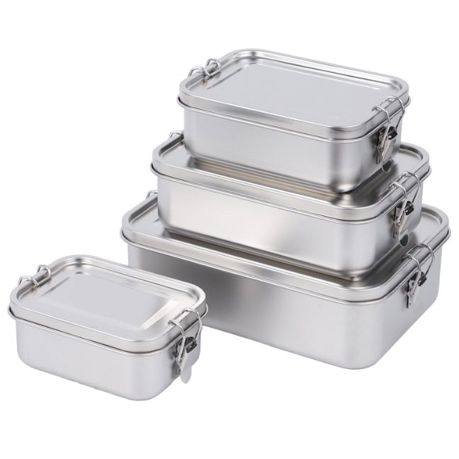 Klassische Lunch-/Bento-Box aus Edelstahl 304, auslaufsicher mit herausnehmbarer Trennwand, 500 ml ~ 1000 ml. Stahl