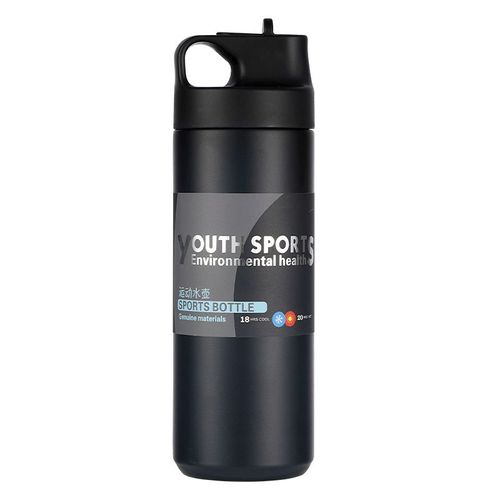 Stainless Steel (18/8Pro) Personalized Water Bottle with Straw 18oz Wide