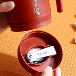 Stainless Steel (18/8Pro) newest office coffee mug with straw and foldable spoon Wide 500ml ~ 1000ml Carnation