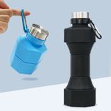 wholesale gym/fitness outdoor fordable portable silicone dumbbel sport water bottle 500ml ~ 1000ml Black