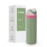Wholesale double wall 304 stainless steel insualted water bottle with strip for sport,fitness 250ml ~500ml White