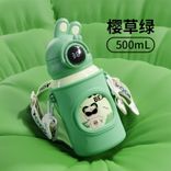 Edelstahl (18/8pro) 316 tragbare Kinder Cartoon LED -Anzeige Impfstoff Isoliertes Wasserflasche mit Abdeckung & Stroh breit 250 ml ~ 500 ml Alpine Alpine