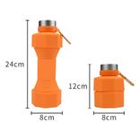 wholesale gym/fitness outdoor fordable portable silicone dumbbel sport water bottle 500ml ~ 1000ml Black