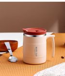 Stainless Steel (18/8Pro) newest office coffee mug with straw and foldable spoon Wide 500ml ~ 1000ml Carnation