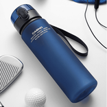 Bouteille d'eau en plastique écologique, portable, à bouche étroite, avec couvercle pop-up, 500ml ~ 1000ml, noir, vente en gros